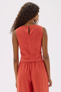 Assembly Label | Georgina Linen Top - Papaya