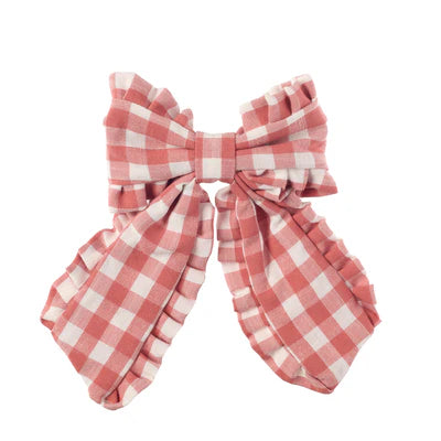Rockahula | Gingham Ruffle Long Bow Clip