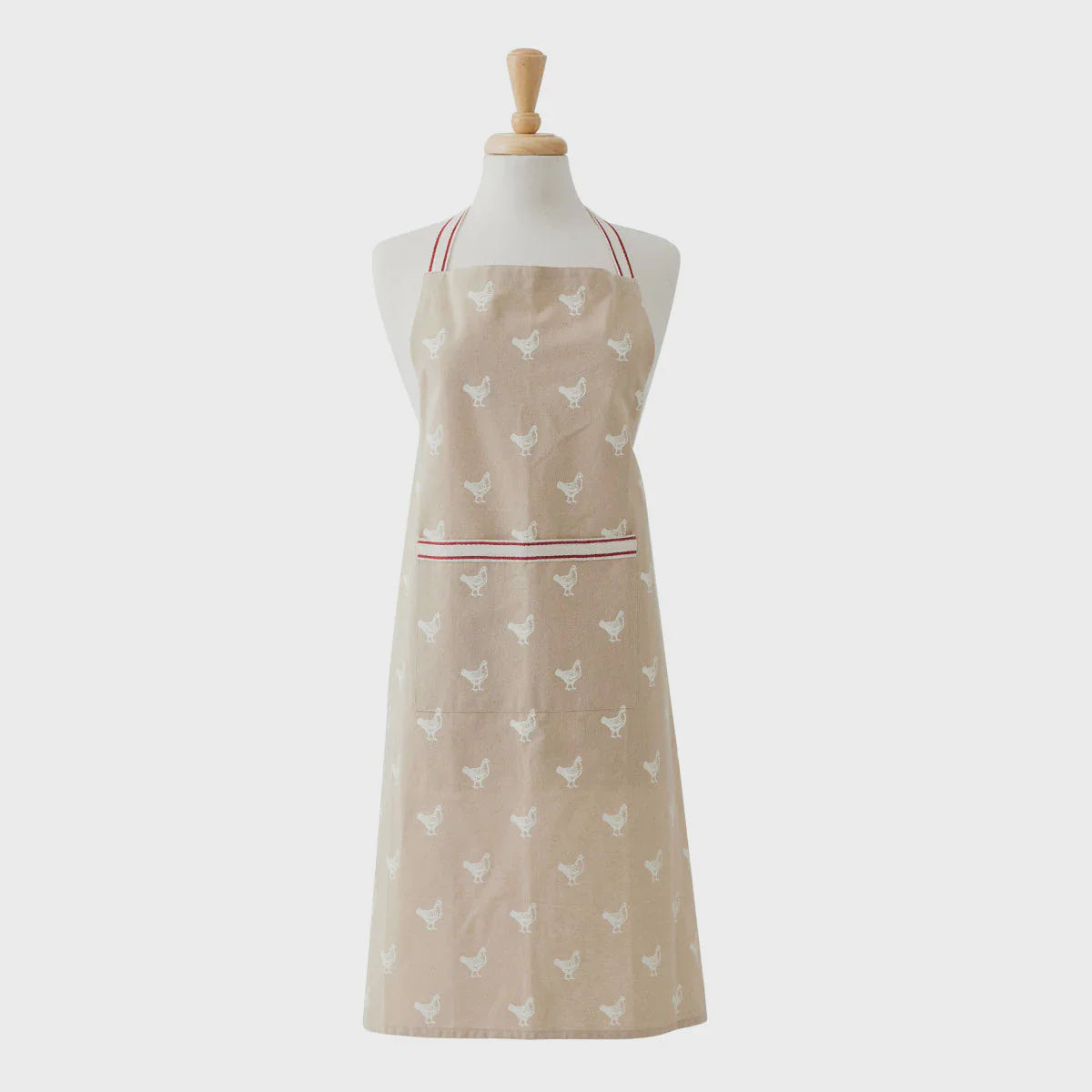 Hilda Cotton Apron - Natural/Red