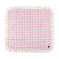 Kollab | Holiday Fringed Picnic Mat - Candy Pink Check