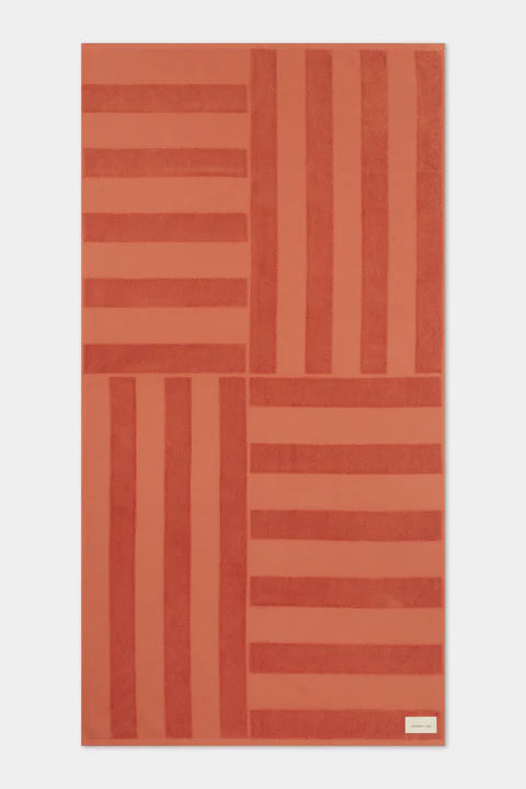 Assembly Label | Jacquard Tile Beach Towel - Papaya