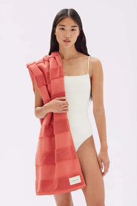 Assembly Label | Jacquard Tile Beach Towel - Papaya