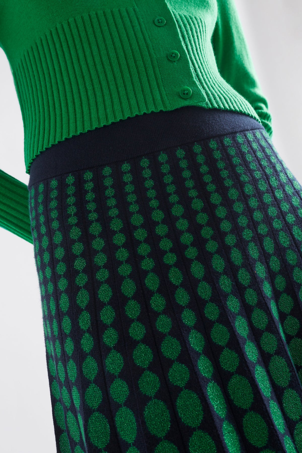 ELK | Leira Knit Skirt - Navy/Green Metallic