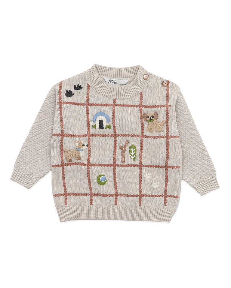Bebe | Otto Puppy Grid Organic Knitted Jumper