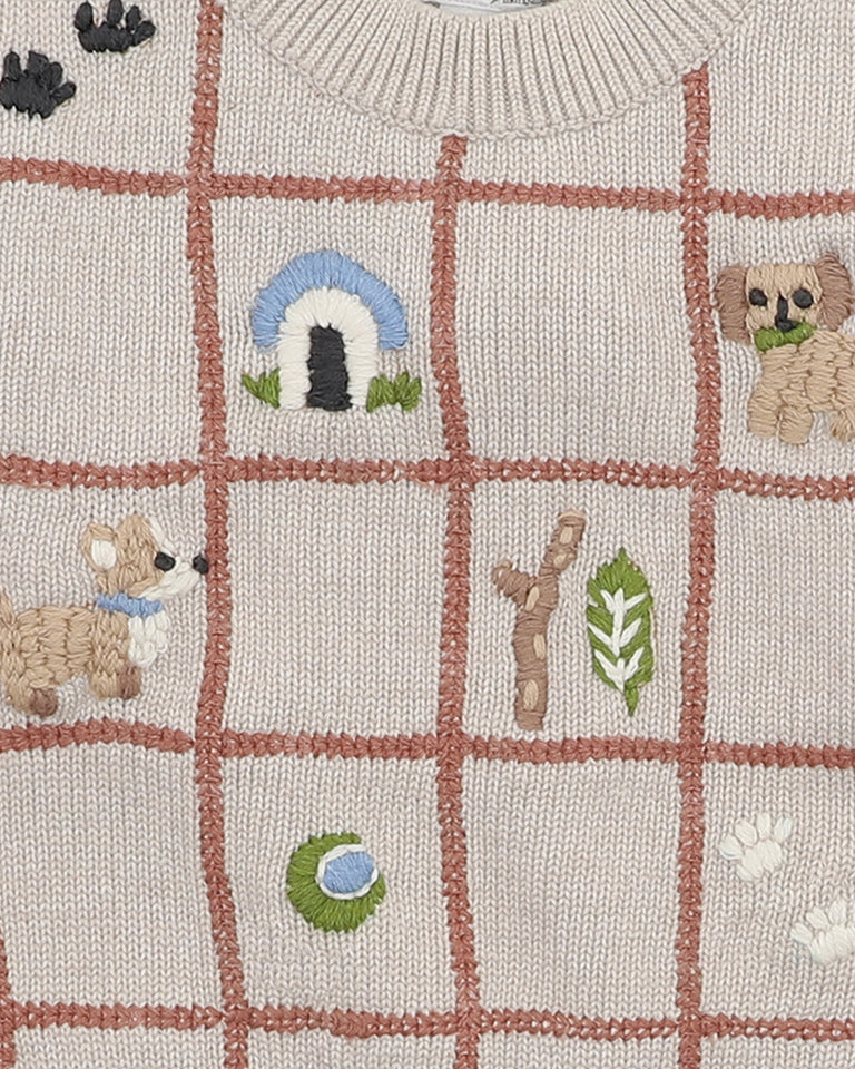 Bebe | Otto Puppy Grid Organic Knitted Jumper