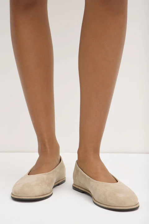 Assembly Label | Kate Suede Flat - Sand