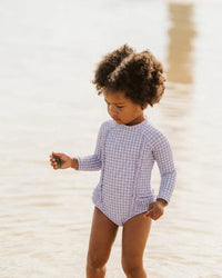 Minihaha Swim | Lilac Gingham LS Sunsuit