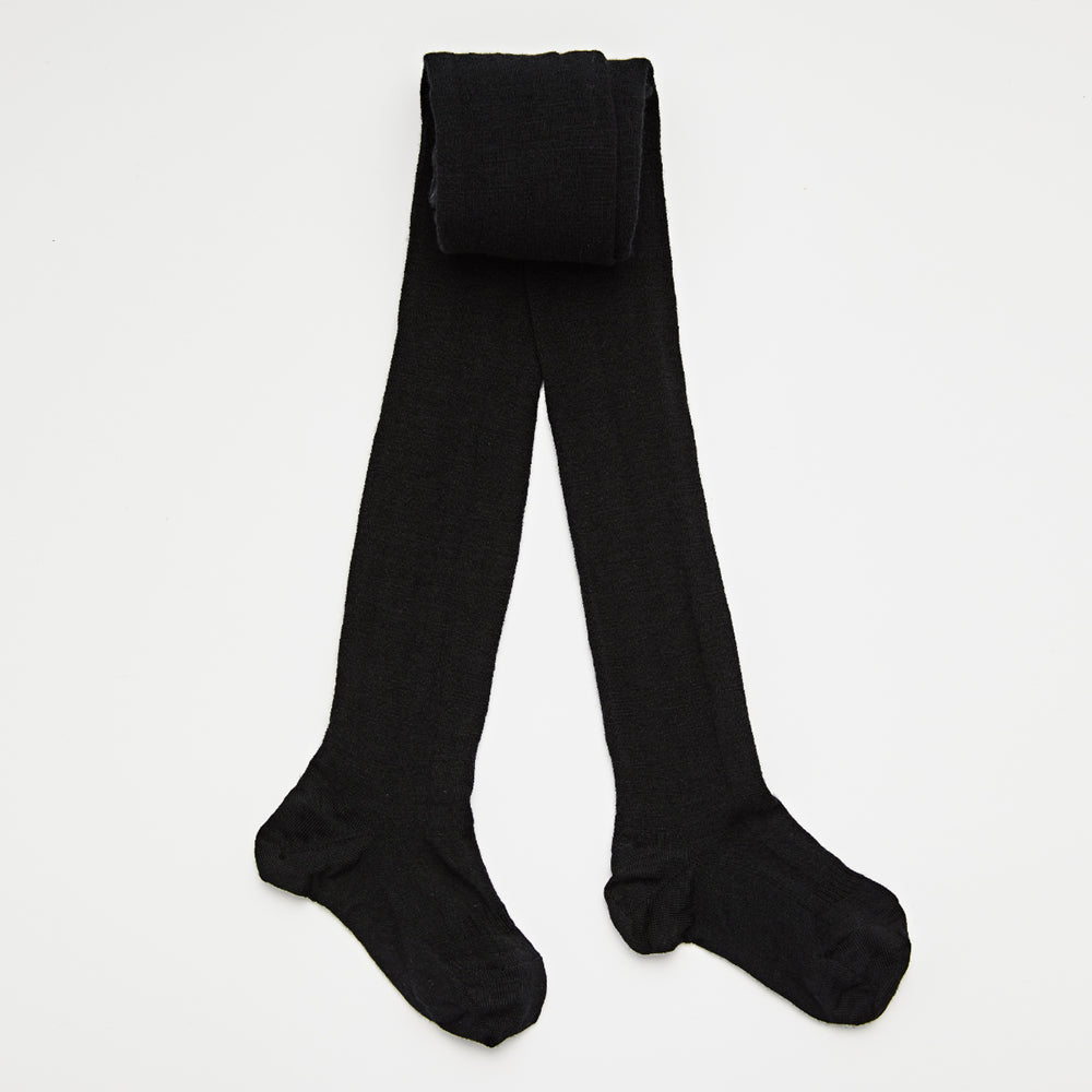 Laminton | Plain Merino Wool Tights - Black