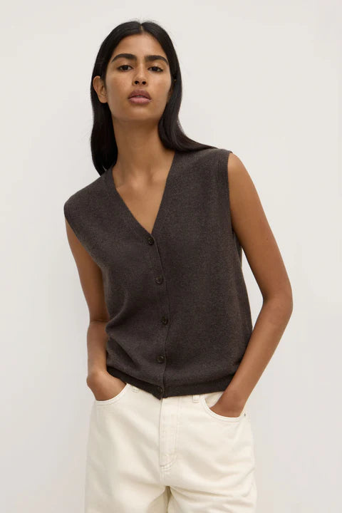 Assembly Label | Lara Cashmere Knit Tank - Ganache Marle