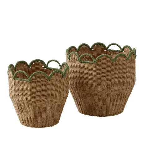 Coast to Coast | Martha Paper Baskets - Natural/Green