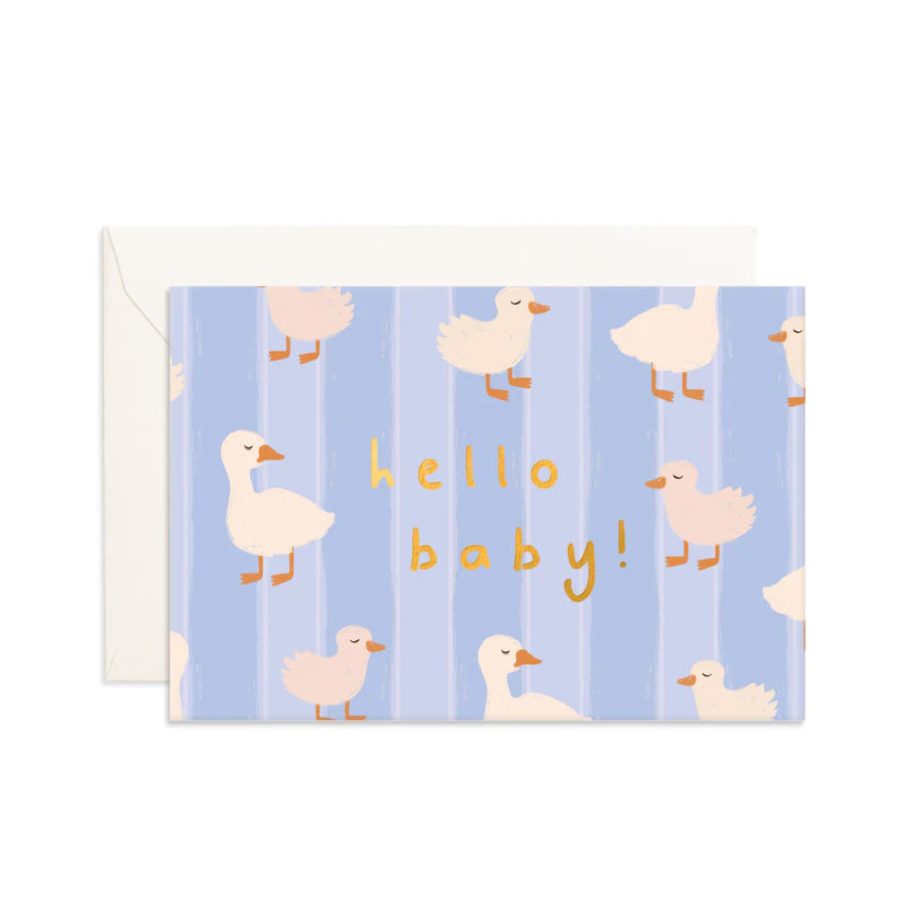 Fox & Fallow | Hello Baby Ducks Blue Mini Card