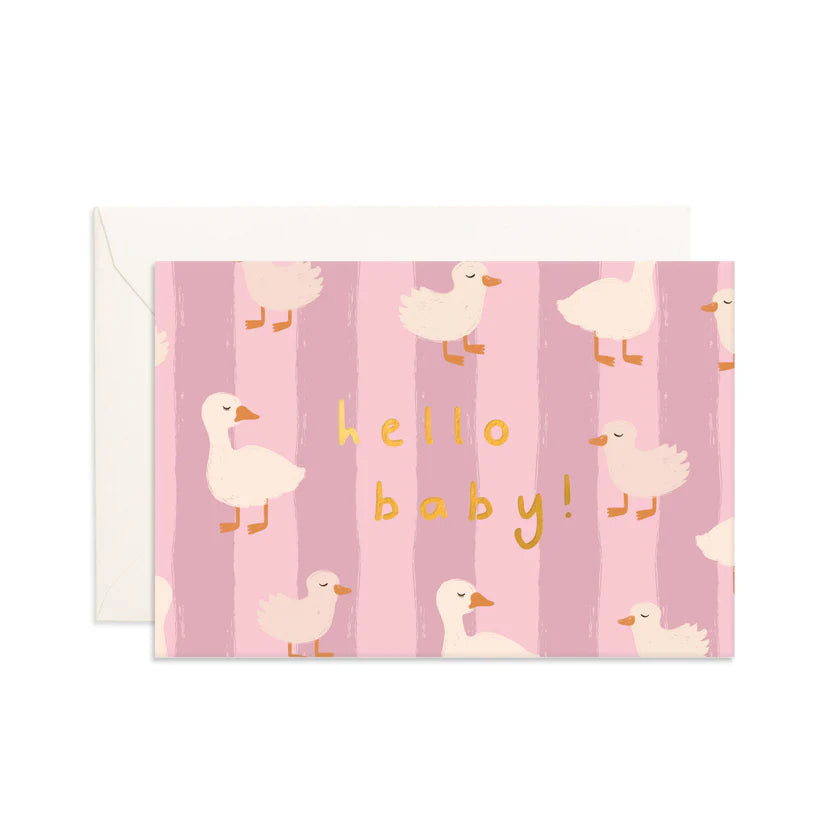 Fox & Fallow | Hello Baby Ducks Pink Mini Card