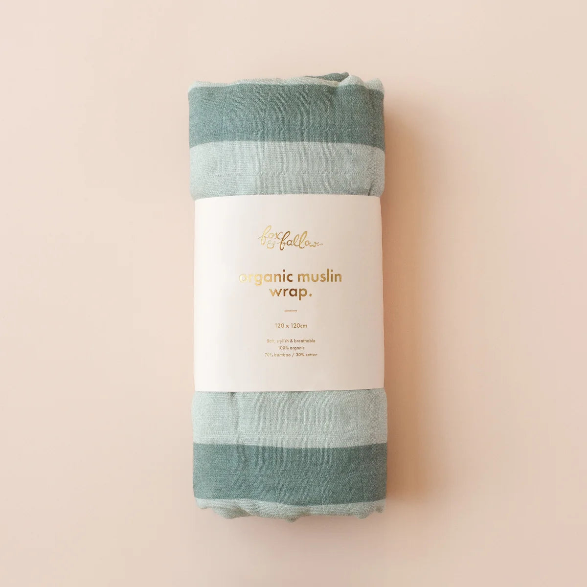 Fox & Fallow | Sage Stripe / Sage Check Organic Muslin Wrap Set