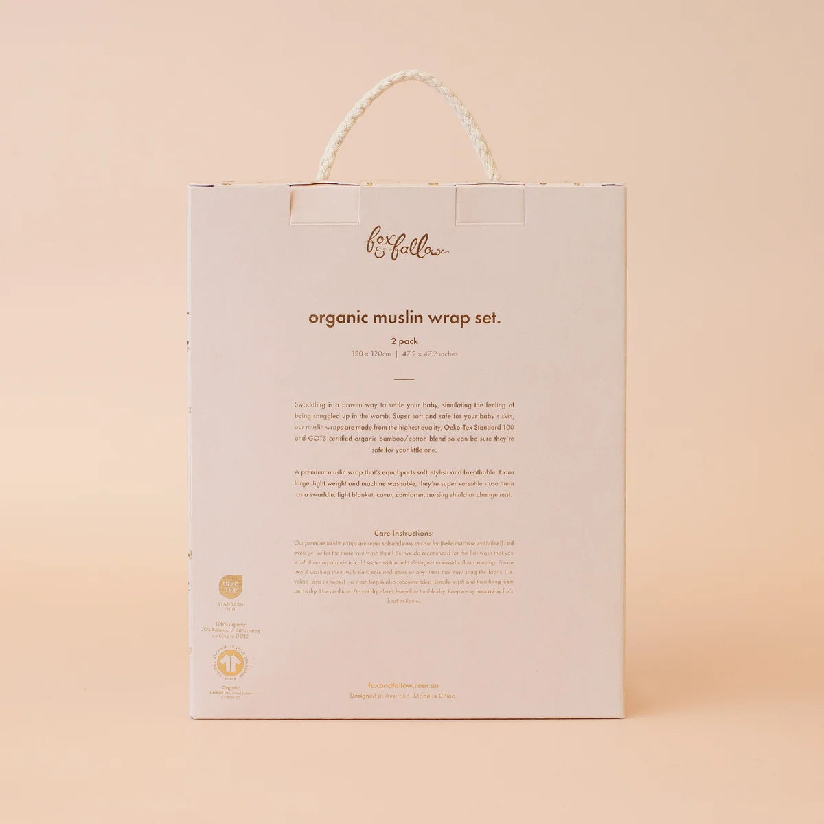 Fox & Fallow | Coffee Stripe / Caramel Check Organic Muslin Wrap Set
