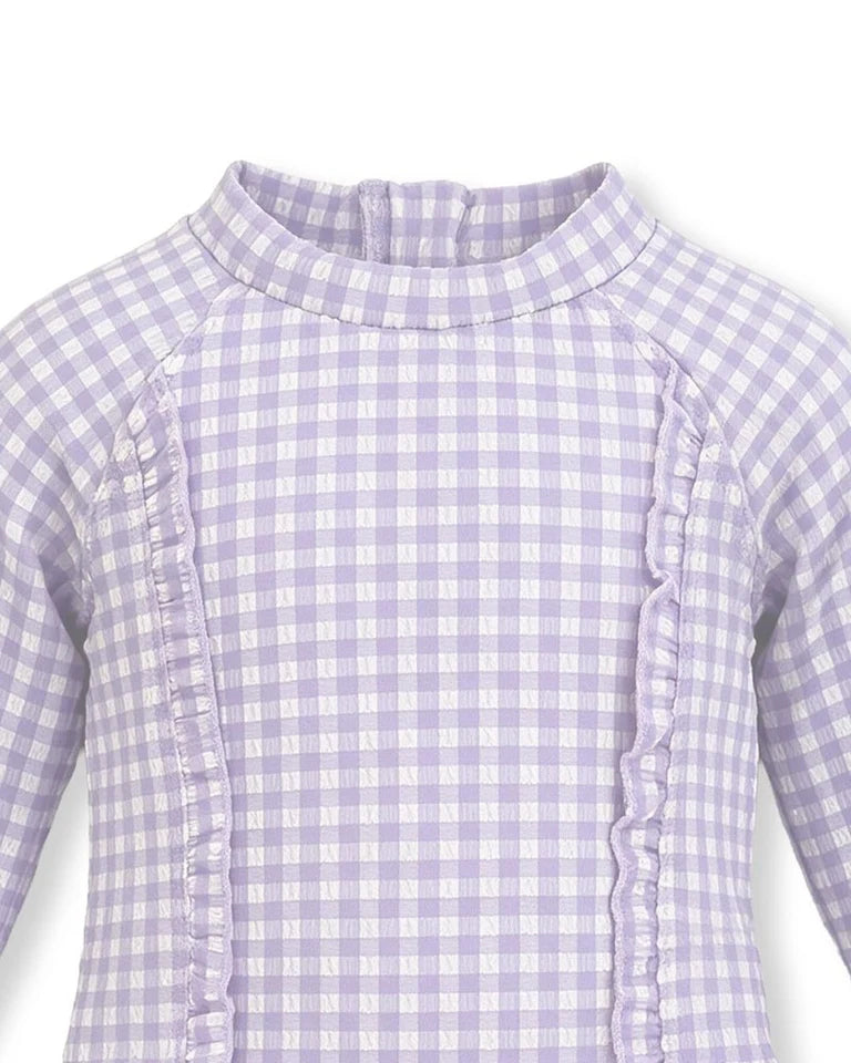 Minihaha Swim | Lilac Gingham LS Sunsuit