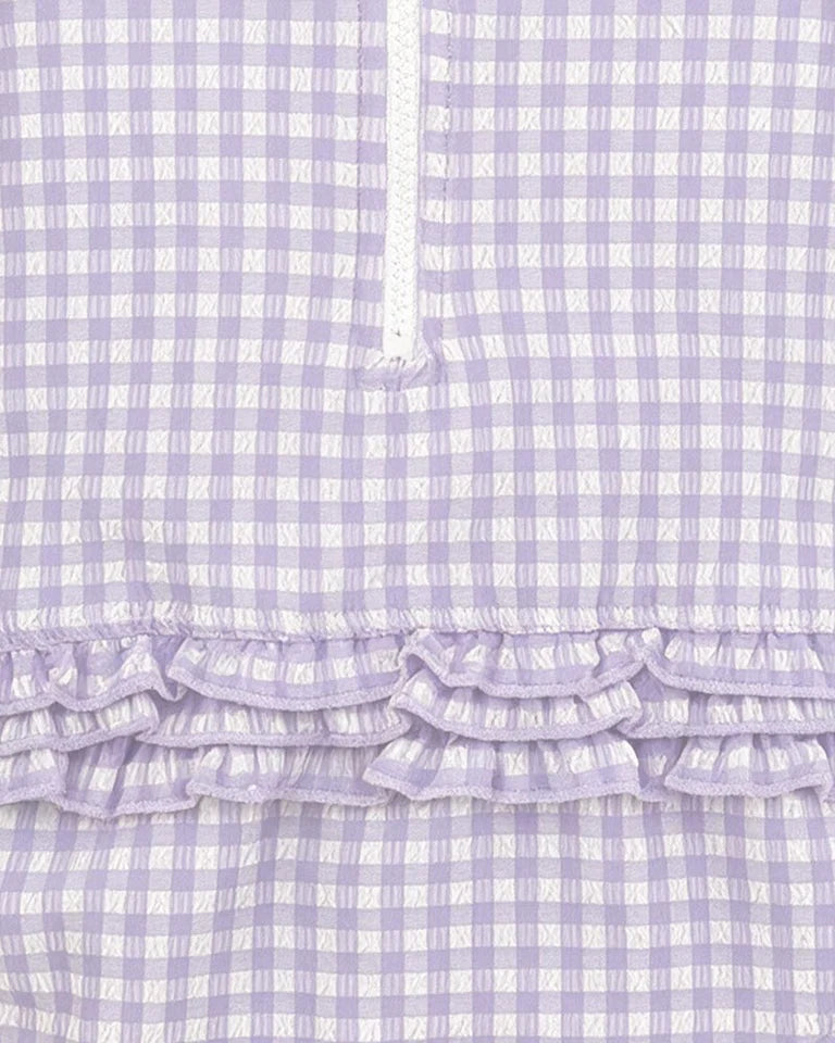 Minihaha Swim | Lilac Gingham LS Sunsuit