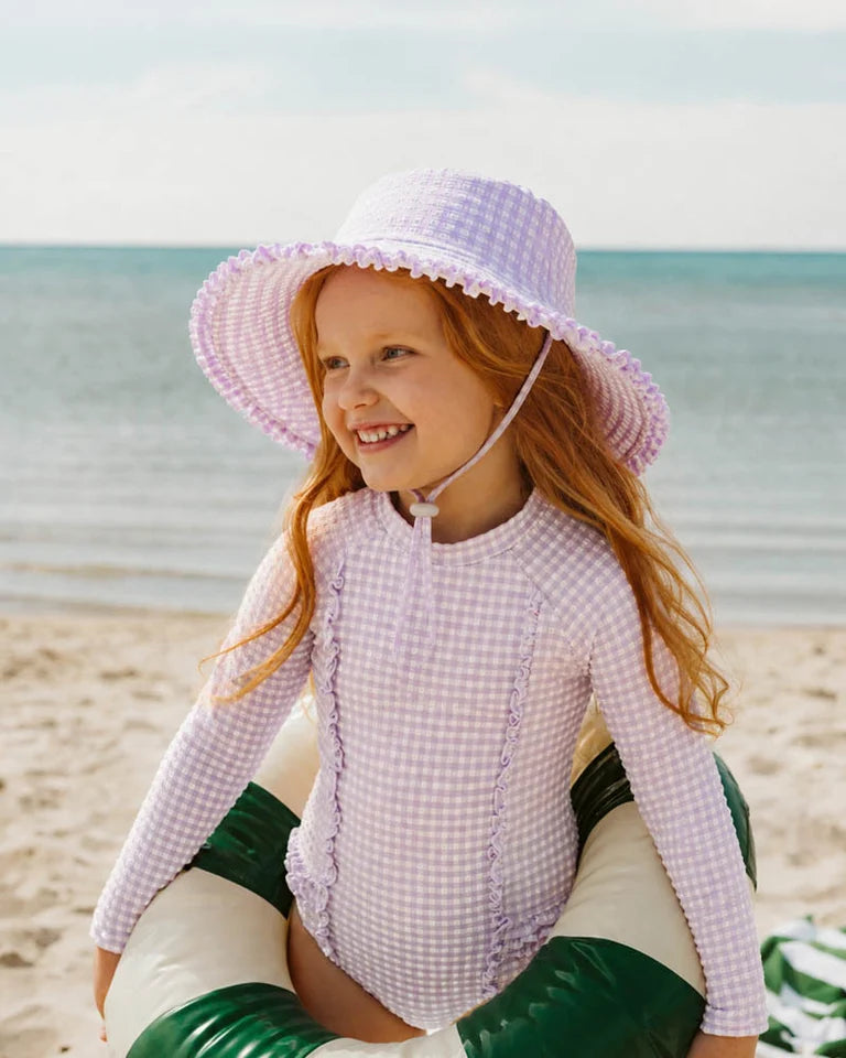 Minihaha Swim | Lilac Gingham Swim Hat