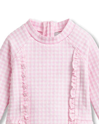 Minihaha Swim | Pink Gingham LS Sunsuit