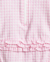 Minihaha Swim | Pink Gingham LS Sunsuit