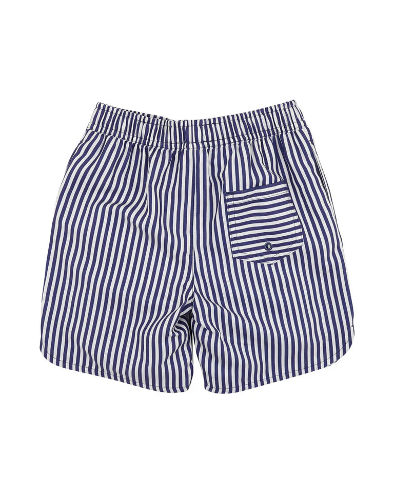 Minihaha Swim | Boys Stripe Board Shorts - Navy
