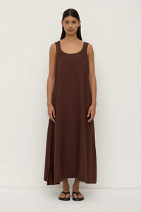 Assembly Label | Maree Linen Midi Dress - Espresso