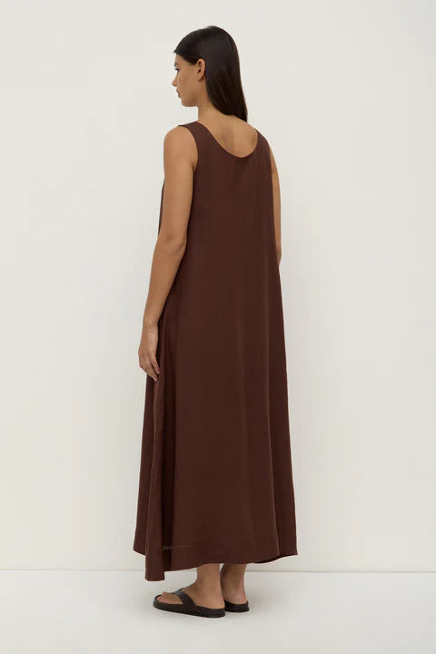 Assembly Label | Maree Linen Midi Dress - Espresso