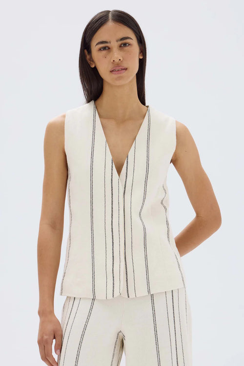 Assembly Label | Matera Stripe Vest - Cream/Black