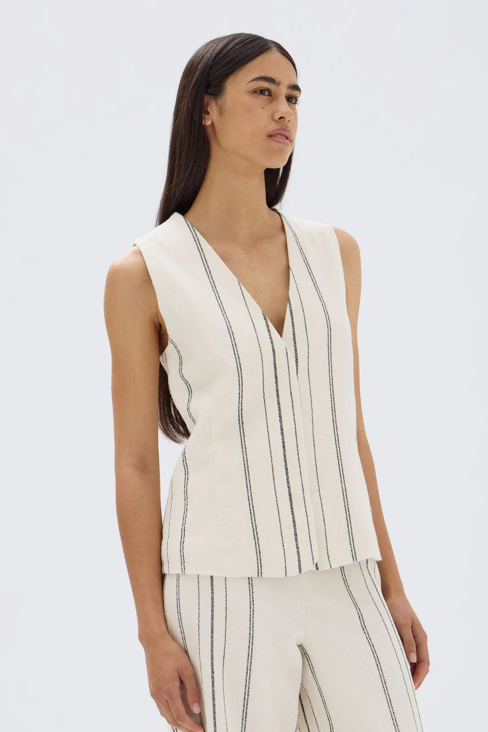 Assembly Label | Matera Stripe Vest - Cream/Black