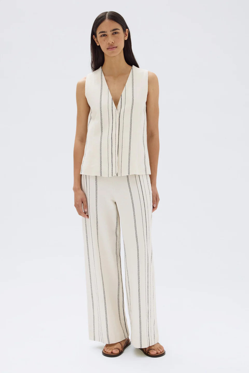 Assembly Label | Matera Stripe Vest - Cream/Black