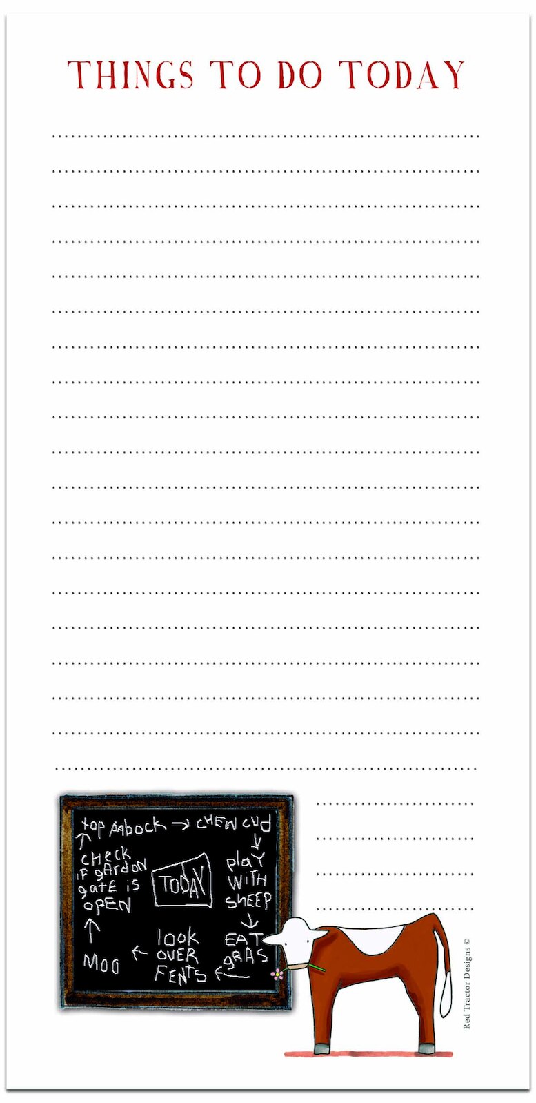 Cow's 'To Do' List Magnetic DL Notepad
