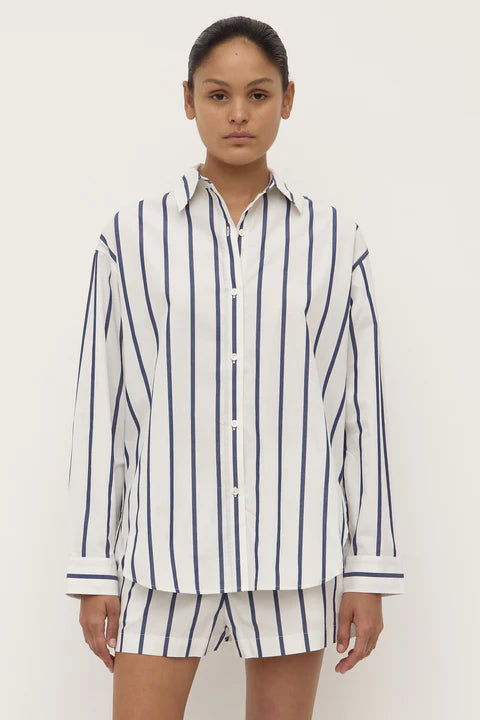 Assembly Label | Nara Stripe Shirt - True Navy / White