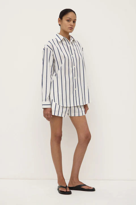 Assembly Label | Nara Stripe Shirt - True Navy / White