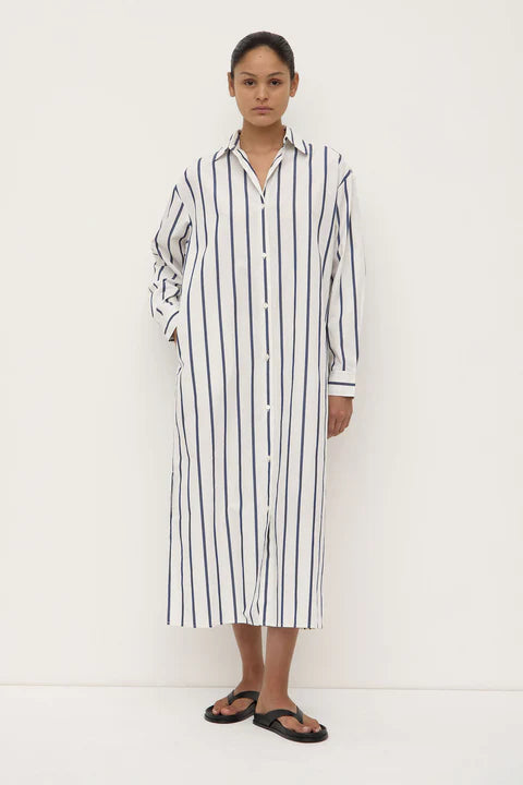 Assembly Label | Nara Stripe Shirt Dress - True Navy / White