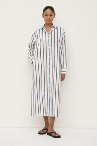 Assembly Label | Nara Stripe Shirt Dress - True Navy / White