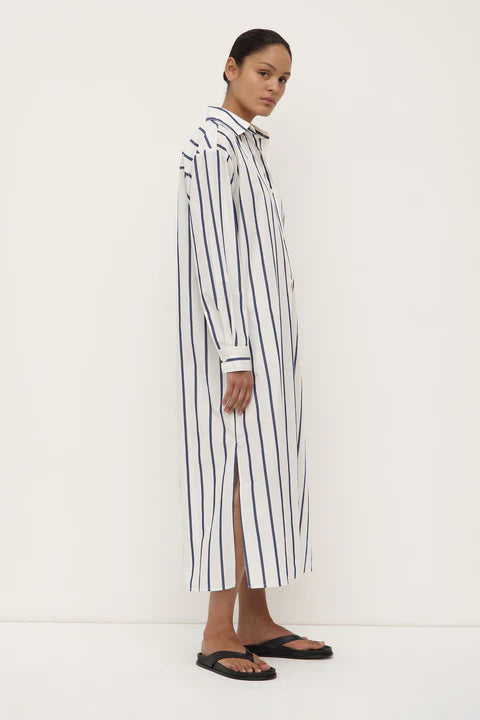 Assembly Label | Nara Stripe Shirt Dress - True Navy / White