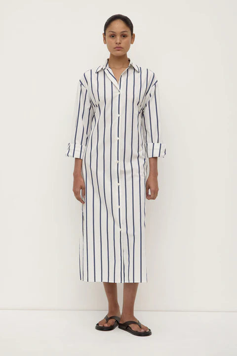 Assembly Label | Nara Stripe Shirt Dress - True Navy / White