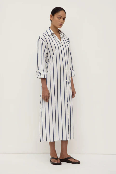 Assembly Label | Nara Stripe Shirt Dress - True Navy / White