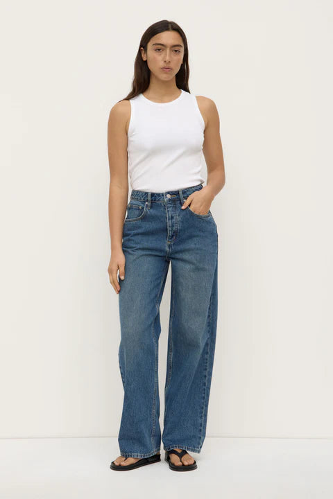 Assembly Label | Oversized High Rise Jean - Dark Indigo Fade