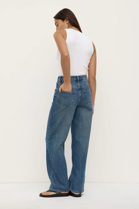 Assembly Label | Oversized High Rise Jean - Dark Indigo Fade