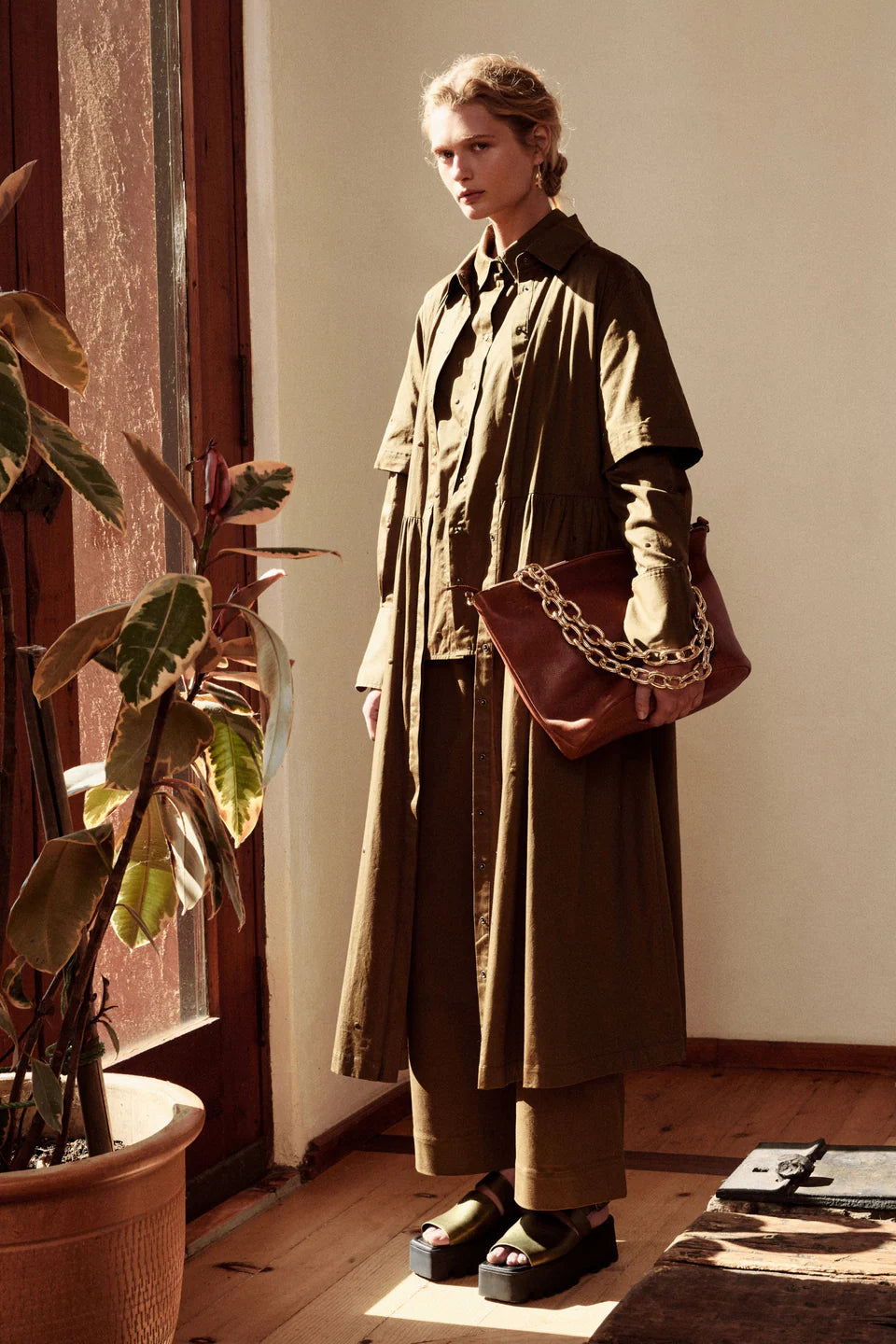 ELK | Stuud Long Shirt Dress - Olive