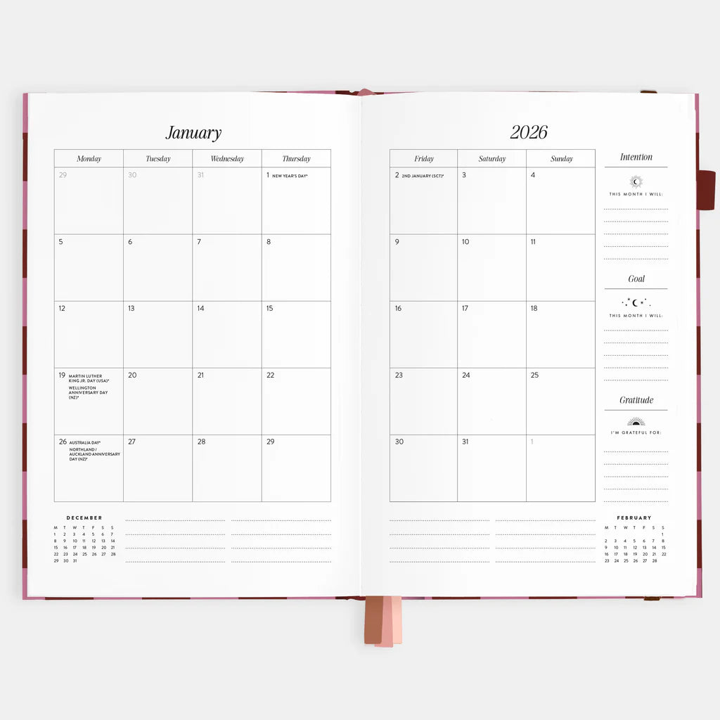 Fox + Fallow | 2026 A5 Horizontal Planner - Cherry Check