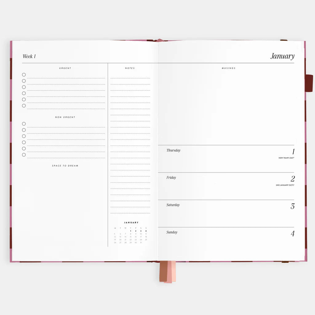 Fox + Fallow | 2026 A5 Horizontal Planner - Cherry Check