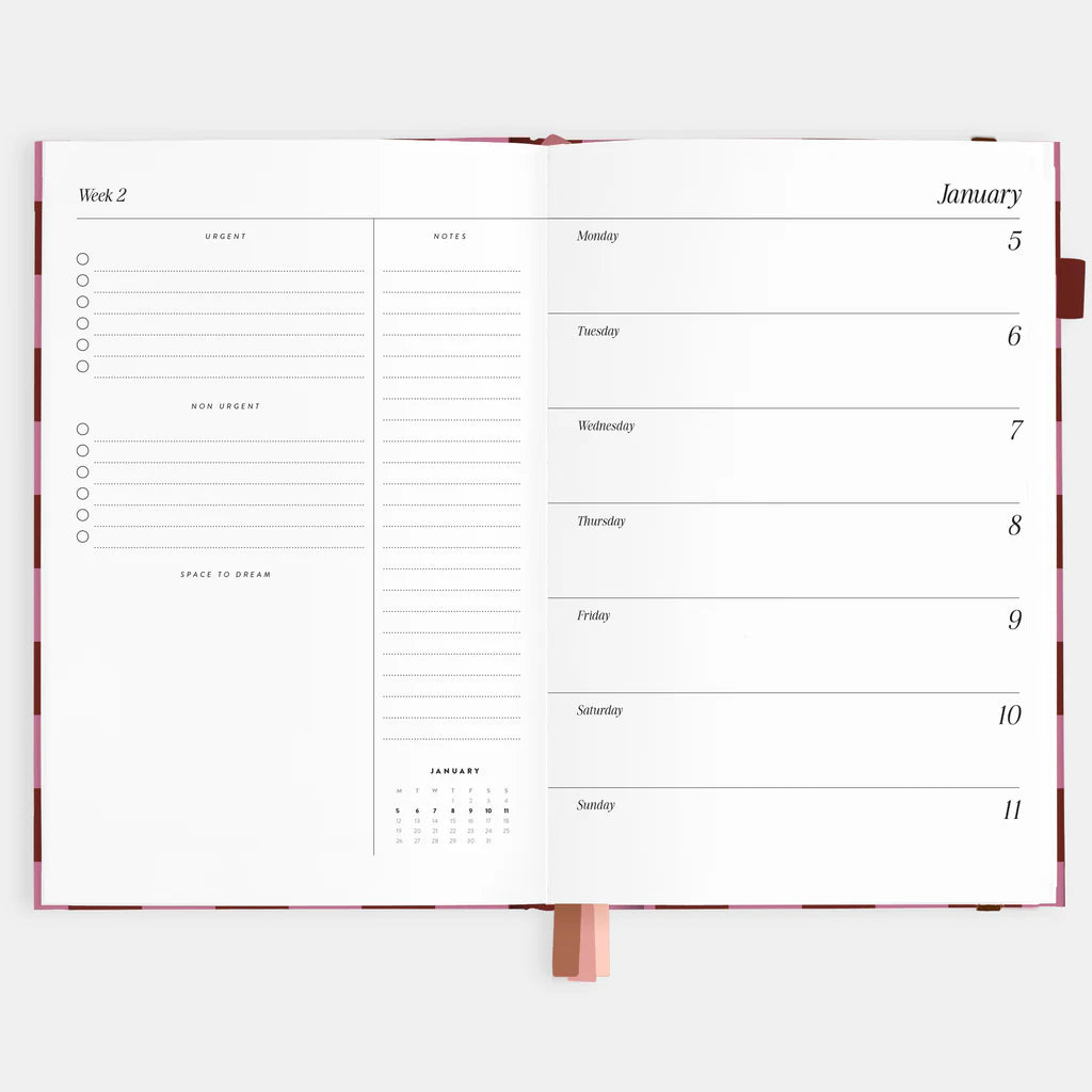 Fox + Fallow | 2026 A5 Horizontal Planner - Cherry Check