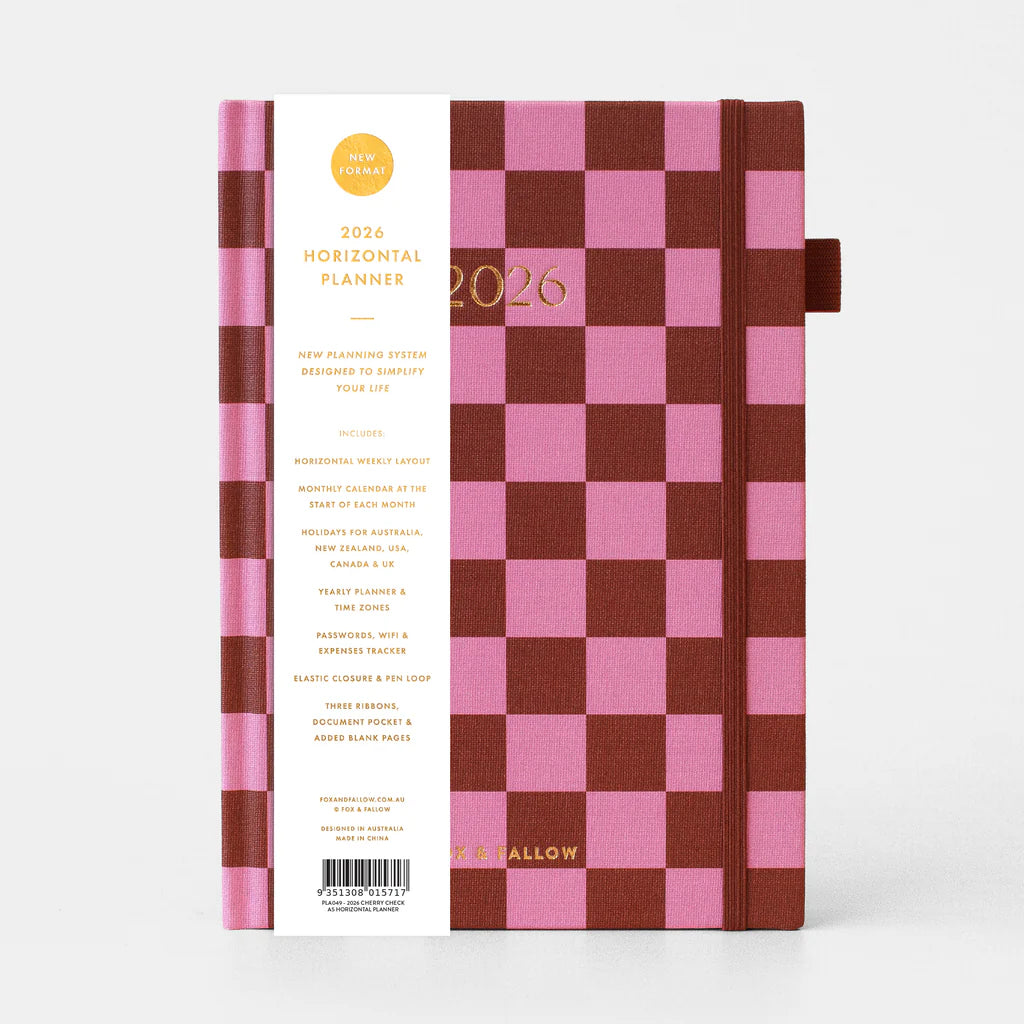 Fox + Fallow | 2026 A5 Horizontal Planner - Cherry Check