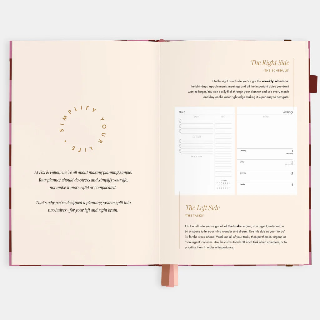 Fox + Fallow | 2026 A5 Horizontal Planner - Cherry Check