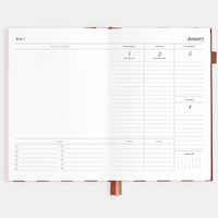 Fox + Fallow | 2026 A5 Vertical Planner - Burgundy Stripe