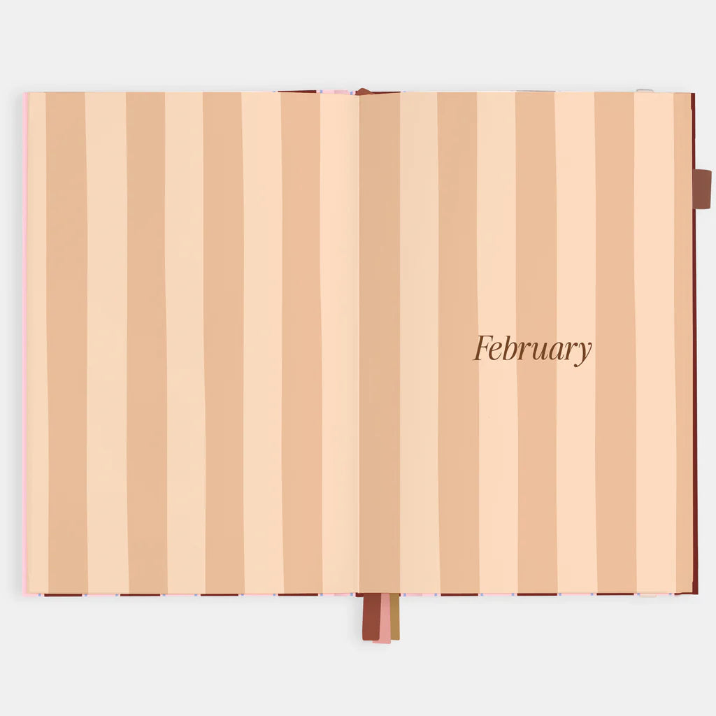 Fox + Fallow | 2026 A5 Vertical Planner - Burgundy Stripe
