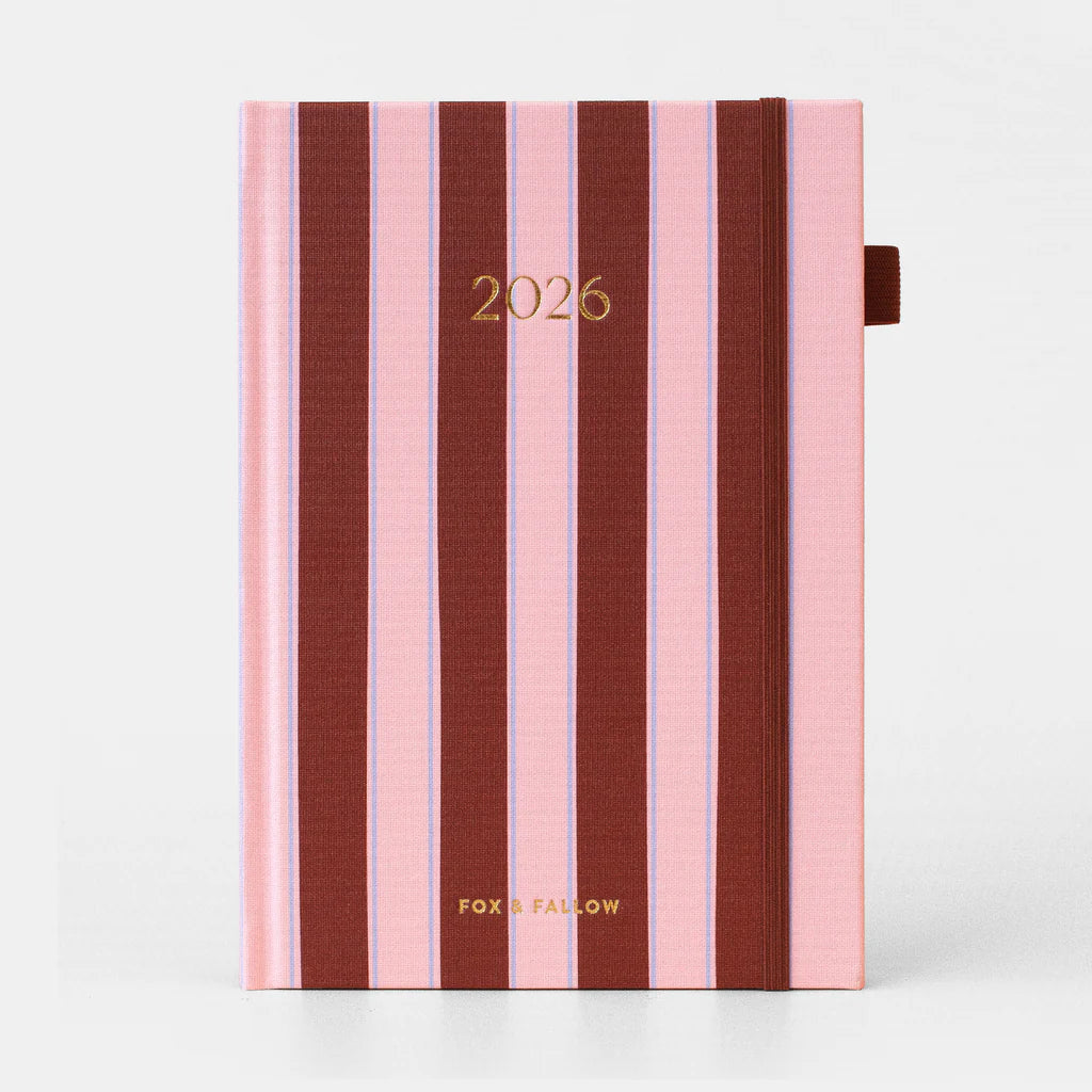 Fox + Fallow | 2026 A5 Vertical Planner - Burgundy Stripe