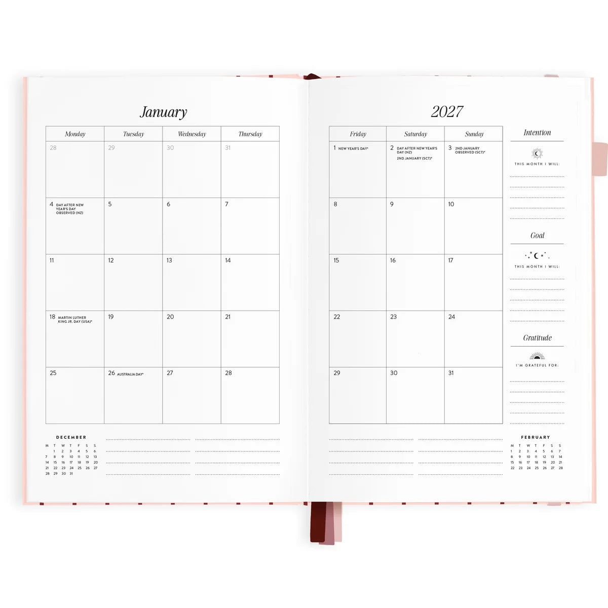 Fox & Fallow |  2027 A5 Horizontal Planner - Rosé Pinstripe