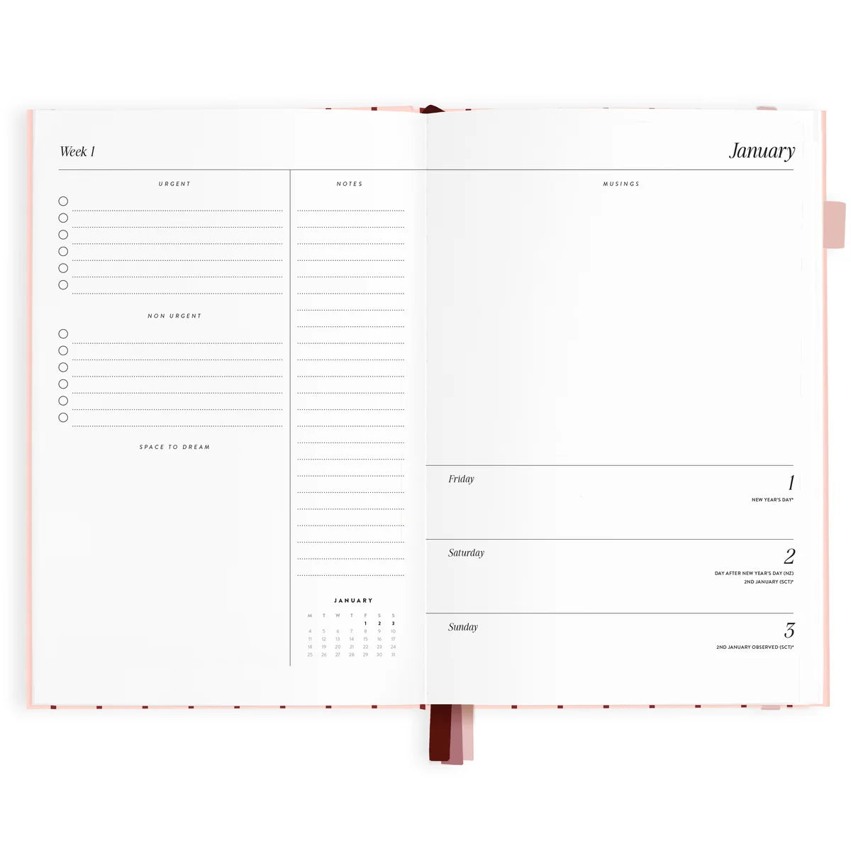 Fox & Fallow |  2027 A5 Horizontal Planner - Rosé Pinstripe